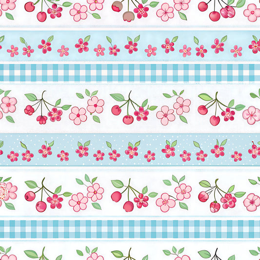 Cherry Floral Pattern 12 Quilting Cotton Fabric