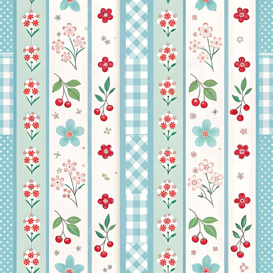 Cherry Floral Pattern 13 Quilting Cotton Fabric
