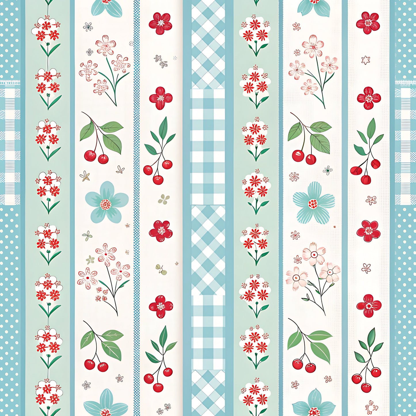 Cherry Floral Pattern 13 Quilting Cotton Fabric