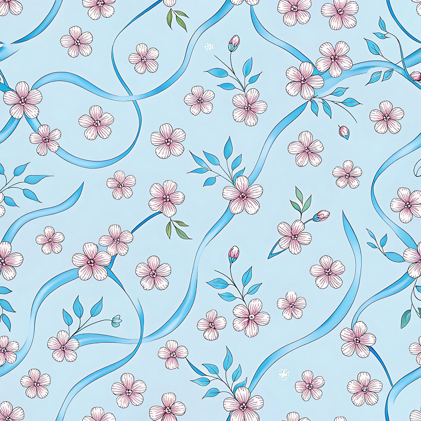 Cherry Floral Pattern 15 Quilting Cotton Fabric