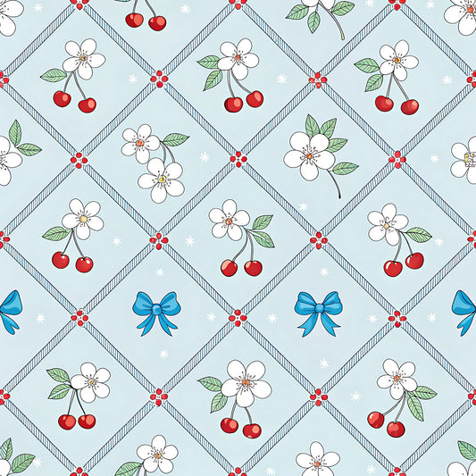 Cherry Floral Pattern 16 Quilting Cotton Fabric