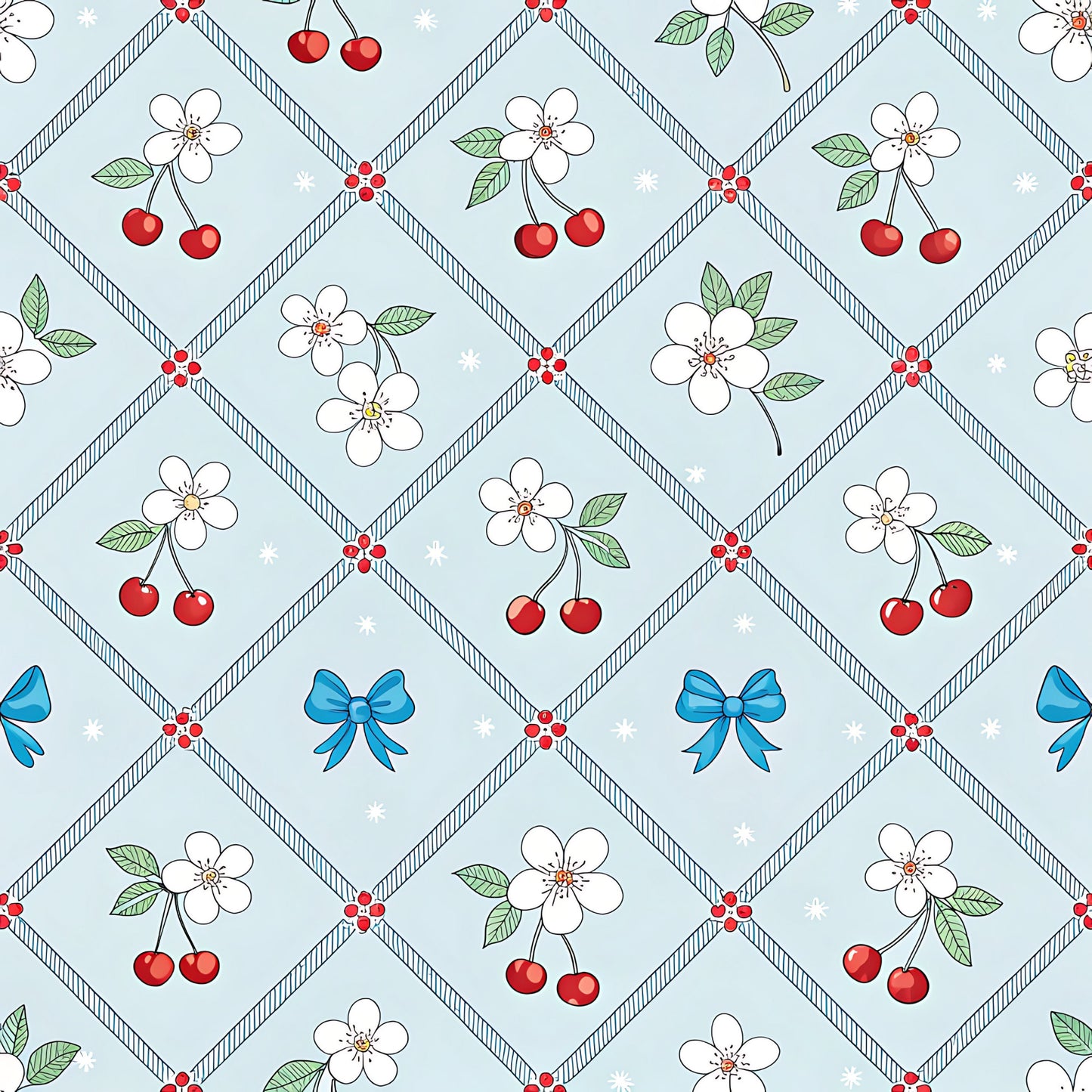 Cherry Floral Pattern 16 Quilting Cotton Fabric