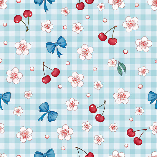 Cherry Floral Pattern 17 Quilting Cotton Fabric