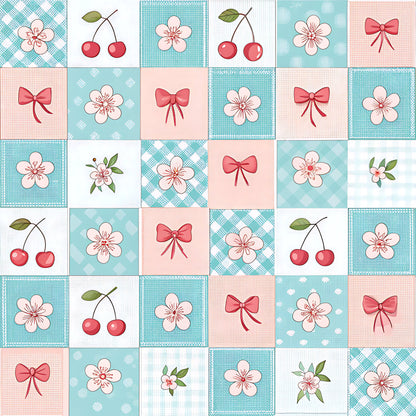Cherry Floral Pattern 1 Quilting Cotton Fabric