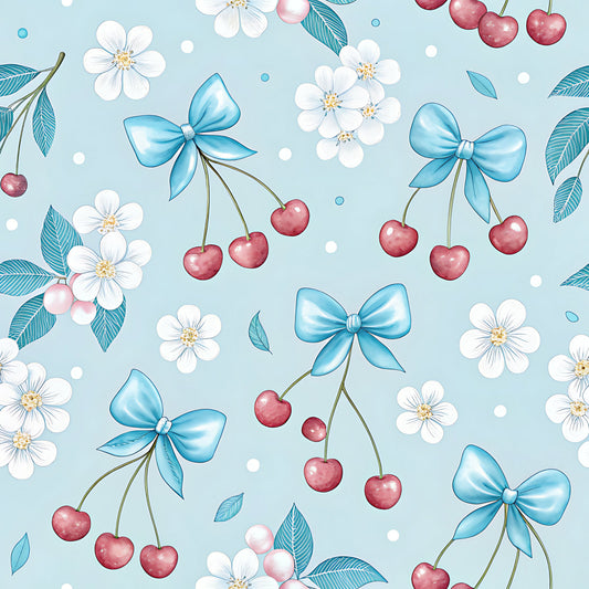 Cherry Floral Pattern 2 Quilting Cotton Fabric