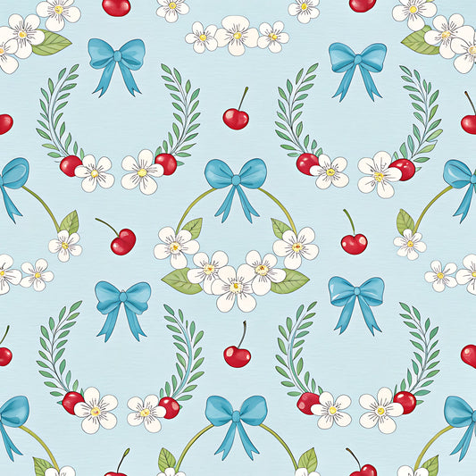 Cherry Floral Pattern 3 Quilting Cotton Fabric