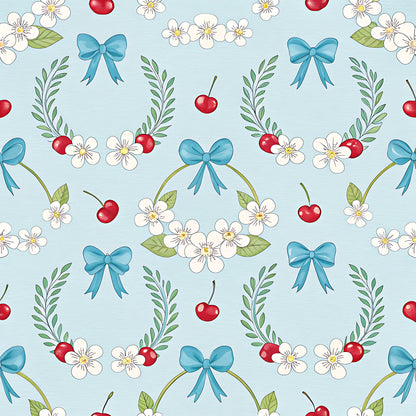 Cherry Floral Pattern 3 Quilting Cotton Fabric
