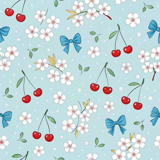 Cherry Floral Pattern 6 Quilting Cotton Fabric