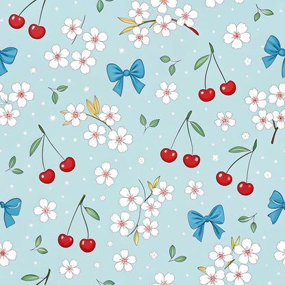 Cherry Floral Pattern 6 Quilting Cotton Fabric