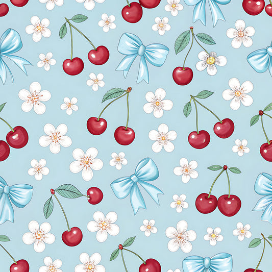 Cherry Floral Pattern 8 Quilting Cotton Fabric