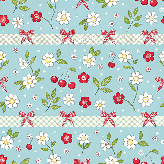 Cherry Floral Pattern 9 Quilting Cotton Fabric