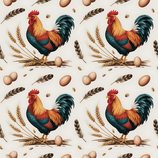 Chicken and Eggs Pattern 1 Quilting Cotton Fabric
