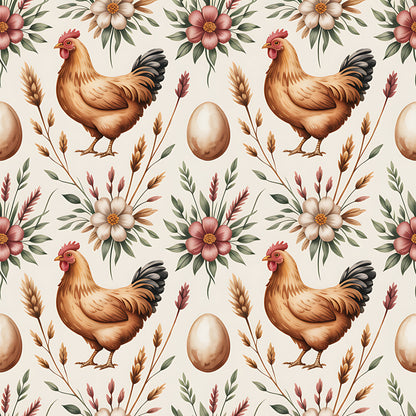 Chicken and Eggs Pattern 10 Quilting Cotton Fabric