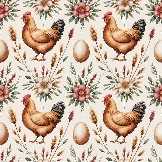 Chicken and Eggs Pattern 10 Quilting Cotton Fabric
