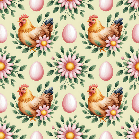 Chicken and Eggs Pattern 12 Quilting Cotton Fabric