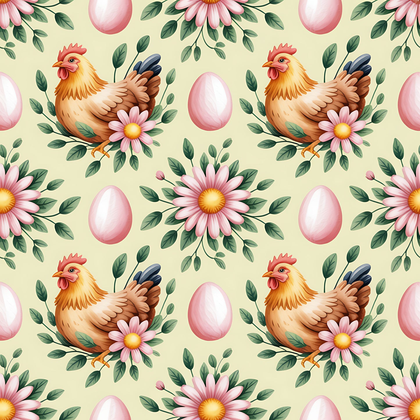 Chicken and Eggs Pattern 12 Quilting Cotton Fabric
