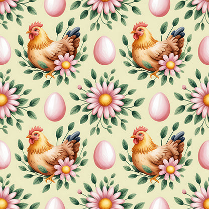 Chicken and Eggs Pattern 12 Quilting Cotton Fabric