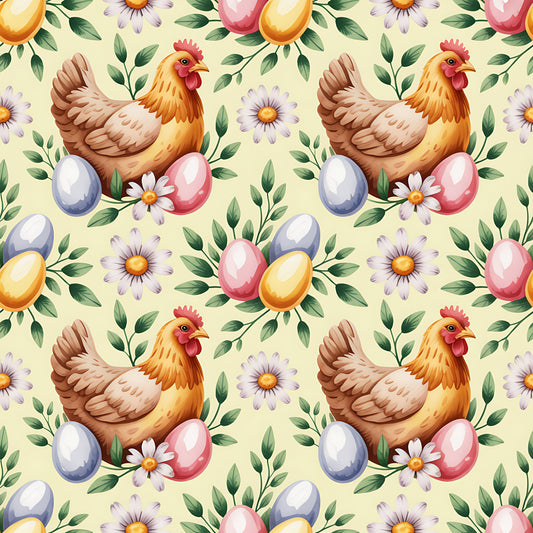 Chicken and Eggs Pattern 13 Quilting Cotton Fabric