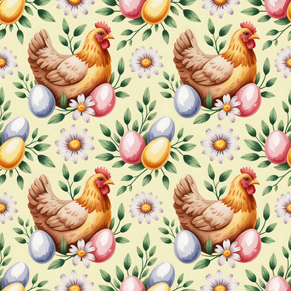 Chicken and Eggs Pattern 13 Quilting Cotton Fabric