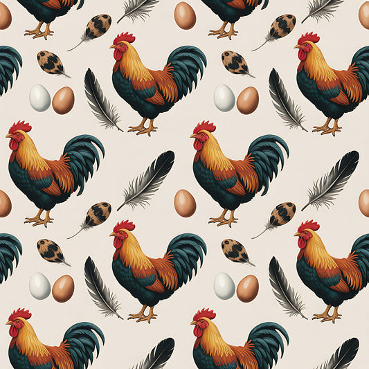 Chicken and Eggs Pattern 15 Quilting Cotton Fabric