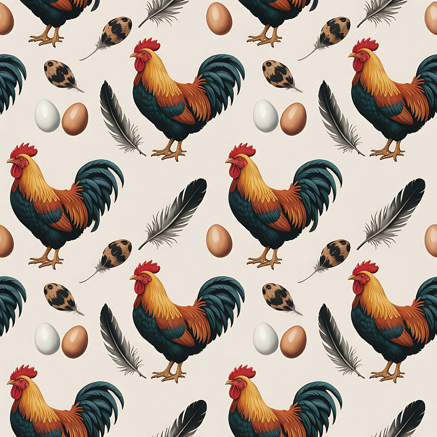 Chicken and Eggs Pattern 15 Quilting Cotton Fabric