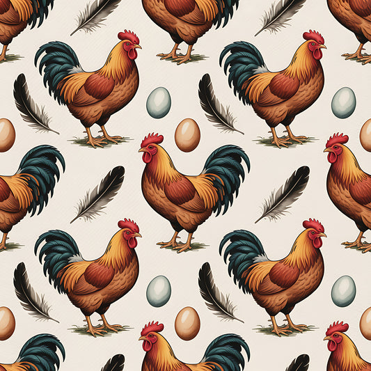 Chicken and Eggs Pattern 16 Quilting Cotton Fabric