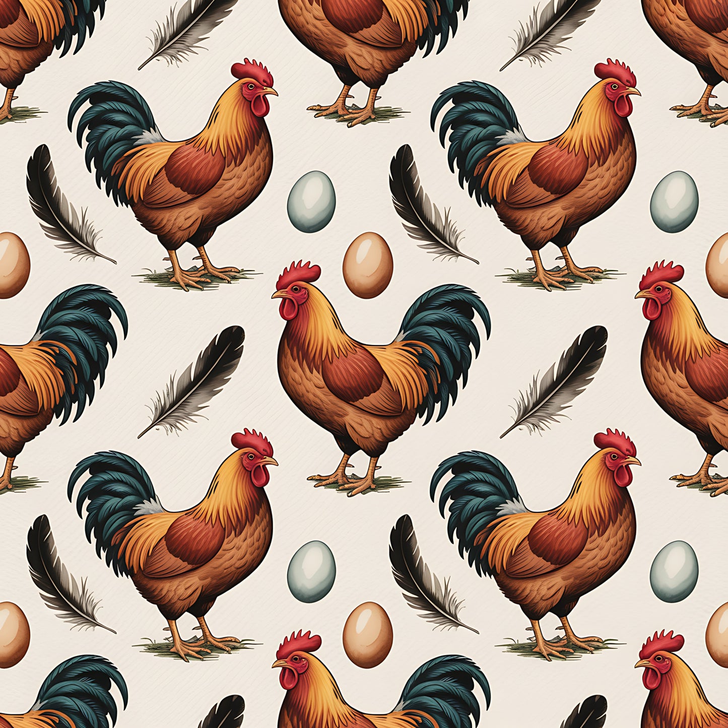 Chicken and Eggs Pattern 16 Quilting Cotton Fabric