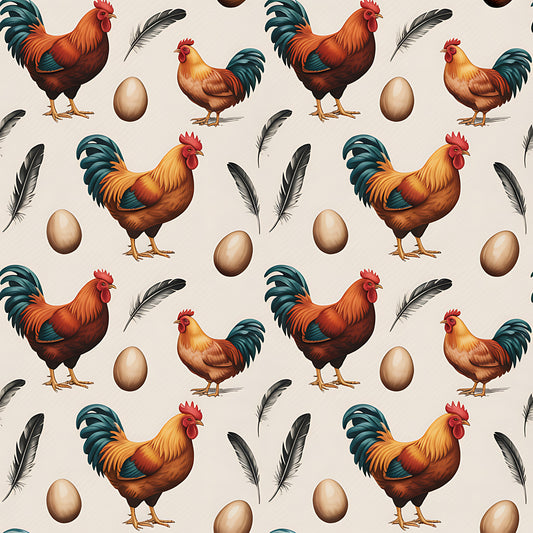 Chicken and Eggs Pattern 17 Quilting Cotton Fabric