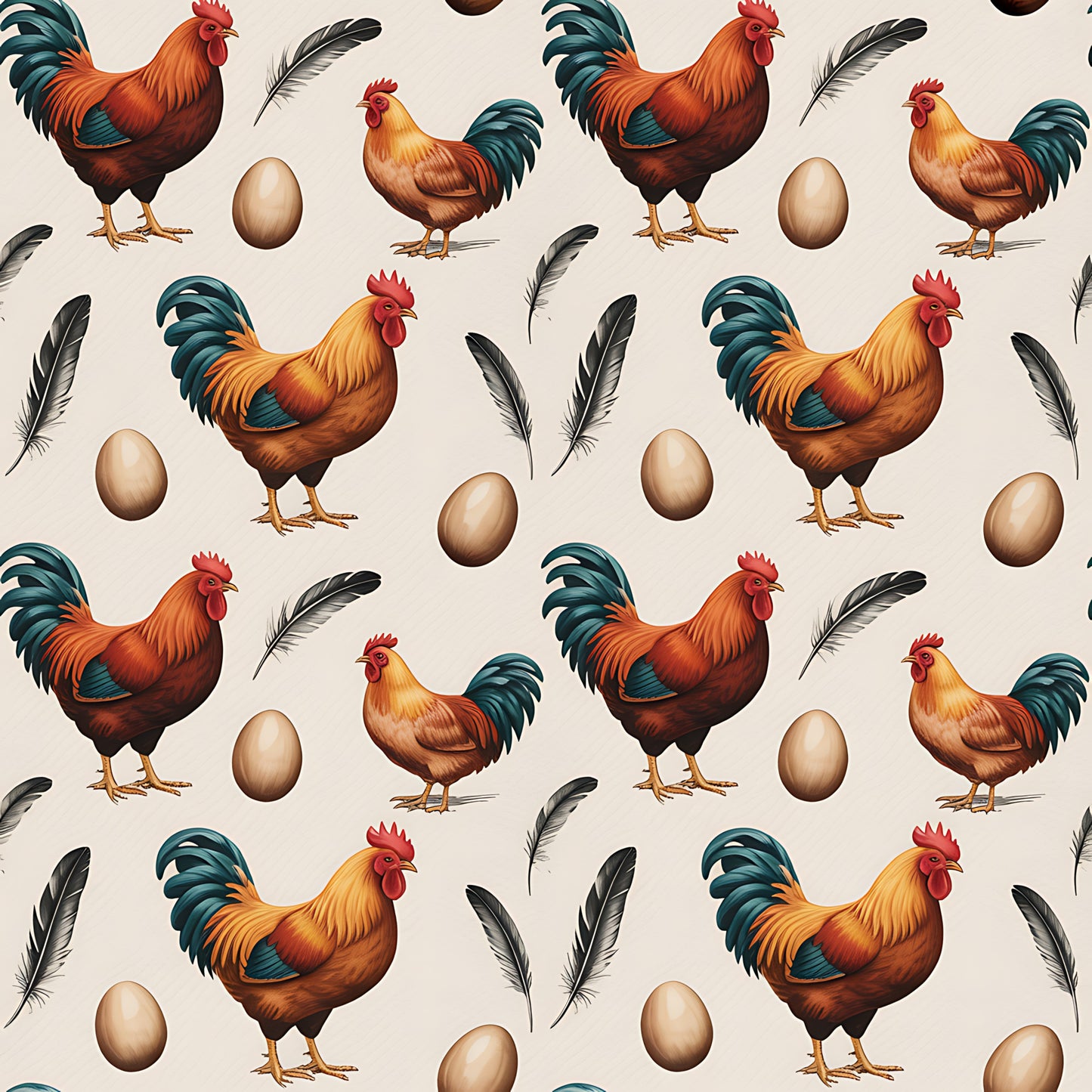 Chicken and Eggs Pattern 17 Quilting Cotton Fabric