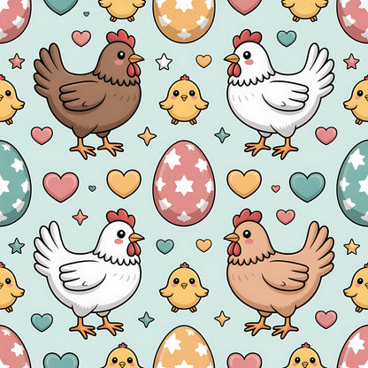 Chicken and Eggs Pattern 18 Quilting Cotton Fabric