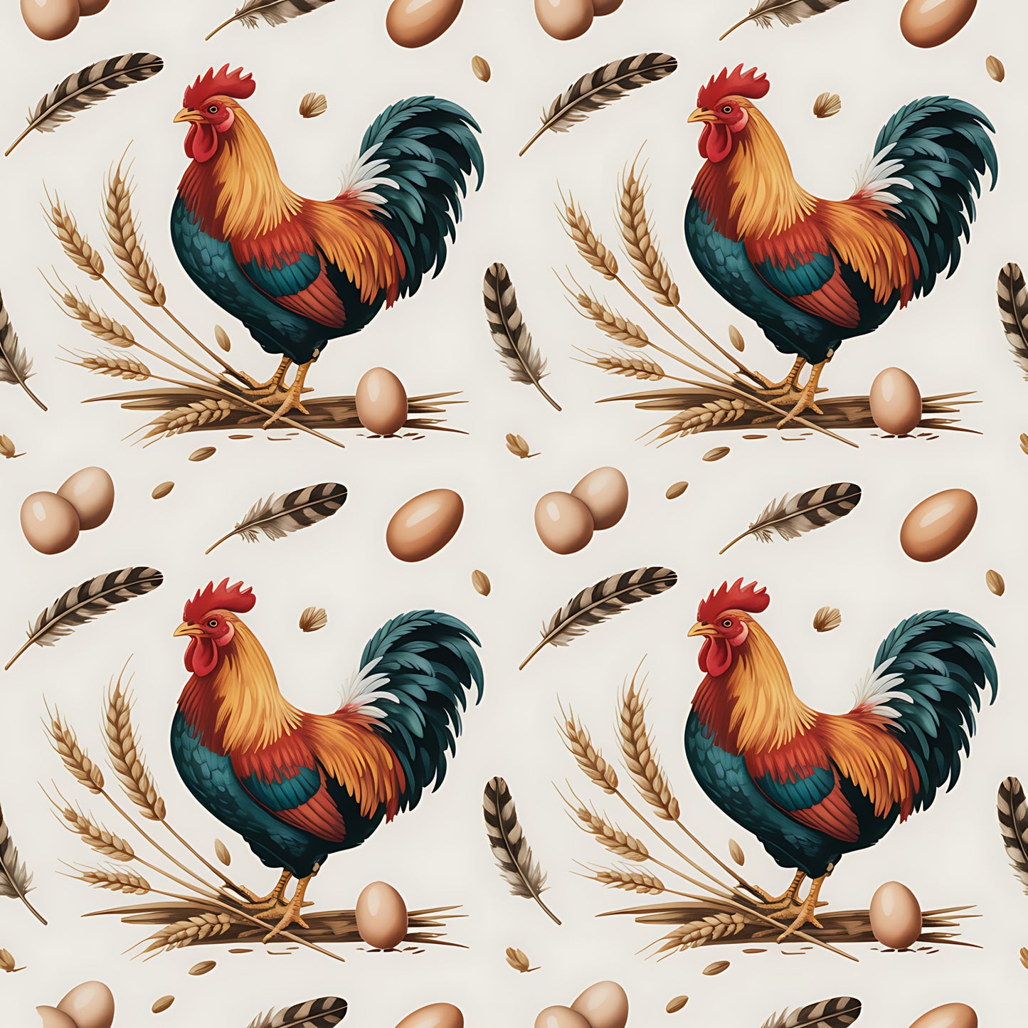 Chicken and Eggs Pattern 1 Quilting Cotton Fabric