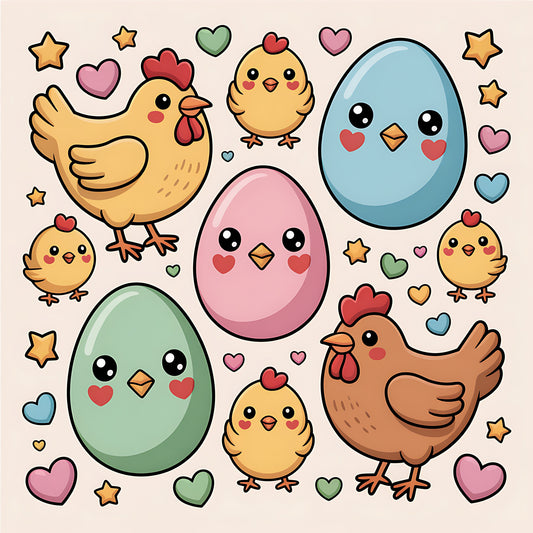 Chicken and Eggs Pattern 20 Quilting Cotton Fabric