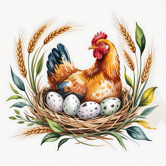 Chicken and Eggs Pattern 21 Quilting Cotton Fabric