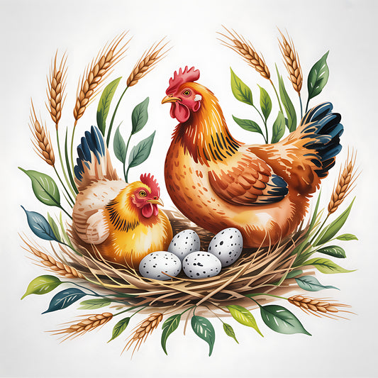 Chicken and Eggs Pattern 23 Quilting Cotton Fabric