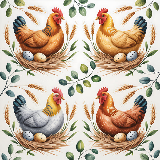 Chicken and Eggs Pattern 24 Quilting Cotton Fabric