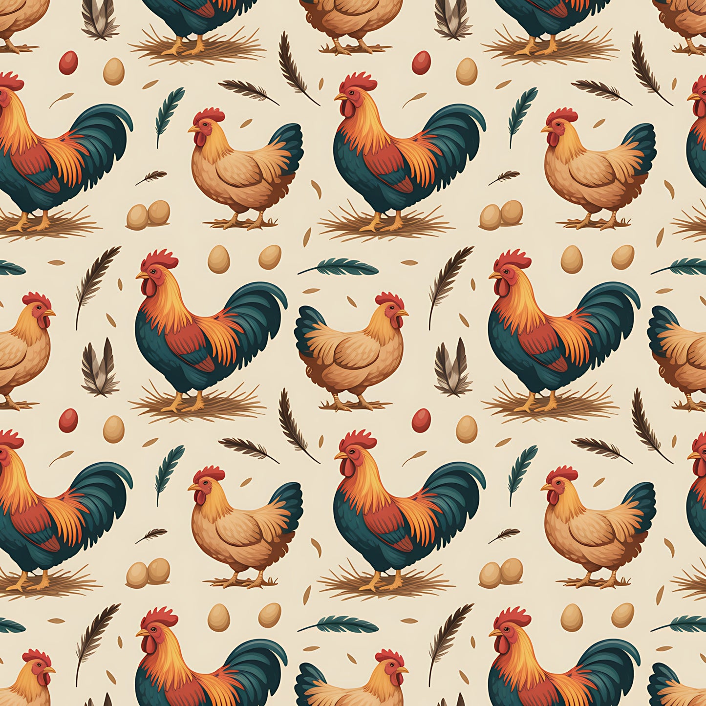 Chicken and Eggs Pattern 25 Quilting Cotton Fabric
