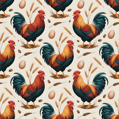 Chicken and Eggs Pattern 2 Quilting Cotton Fabric