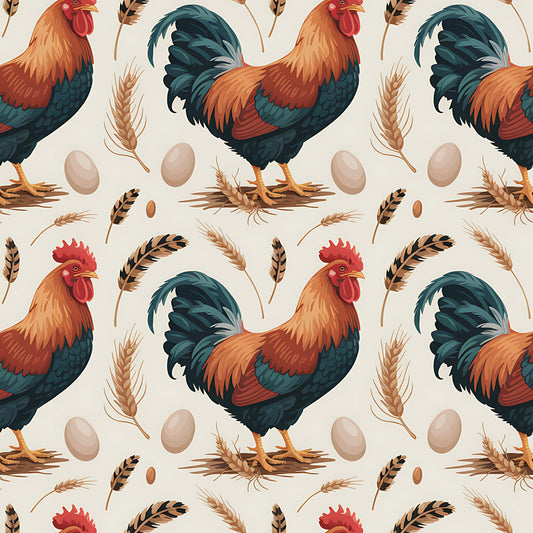Chicken and Eggs Pattern 3 Quilting Cotton Fabric