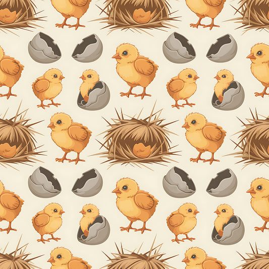 Chicken and Eggs Pattern 7 Quilting Cotton Fabric