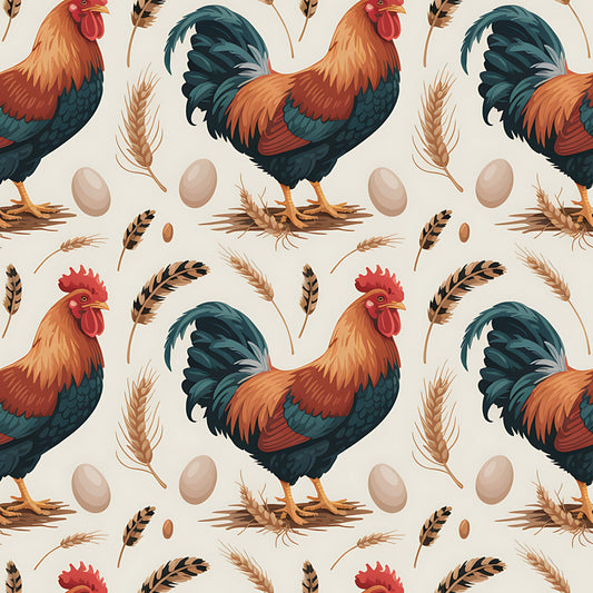 Chickens and Eggs Pattern 1 Quilting Cotton Fabric