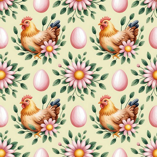 Chickens and Eggs Pattern 11 Quilting Cotton Fabric