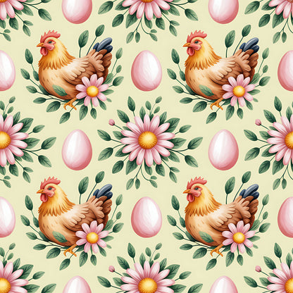 Chickens and Eggs Pattern 11 Quilting Cotton Fabric
