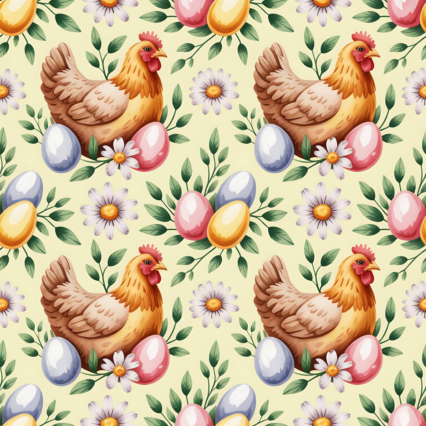 Chickens and Eggs Pattern 12 Quilting Cotton Fabric