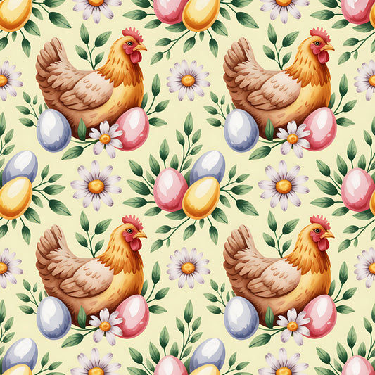 Chickens and Eggs Pattern 12 Quilting Cotton Fabric