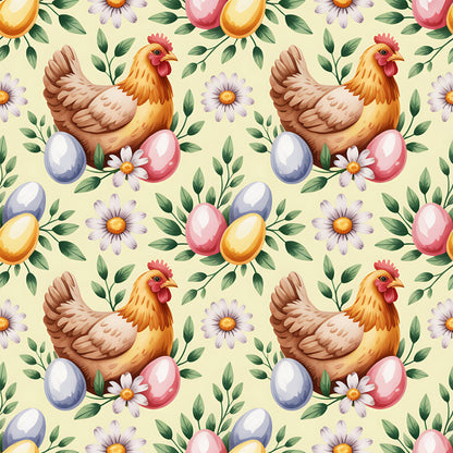 Chickens and Eggs Pattern 12 Quilting Cotton Fabric