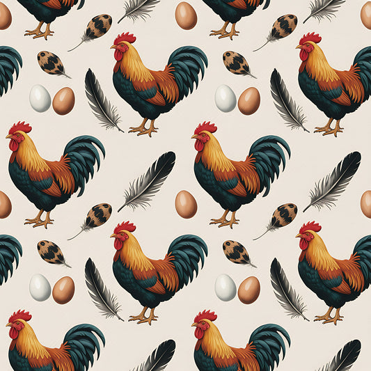 Chickens and Eggs Pattern 14 Quilting Cotton Fabric