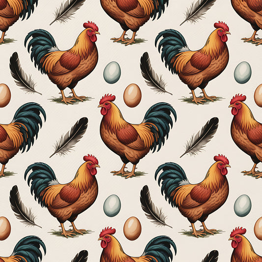 Chickens and Eggs Pattern 15 Quilting Cotton Fabric