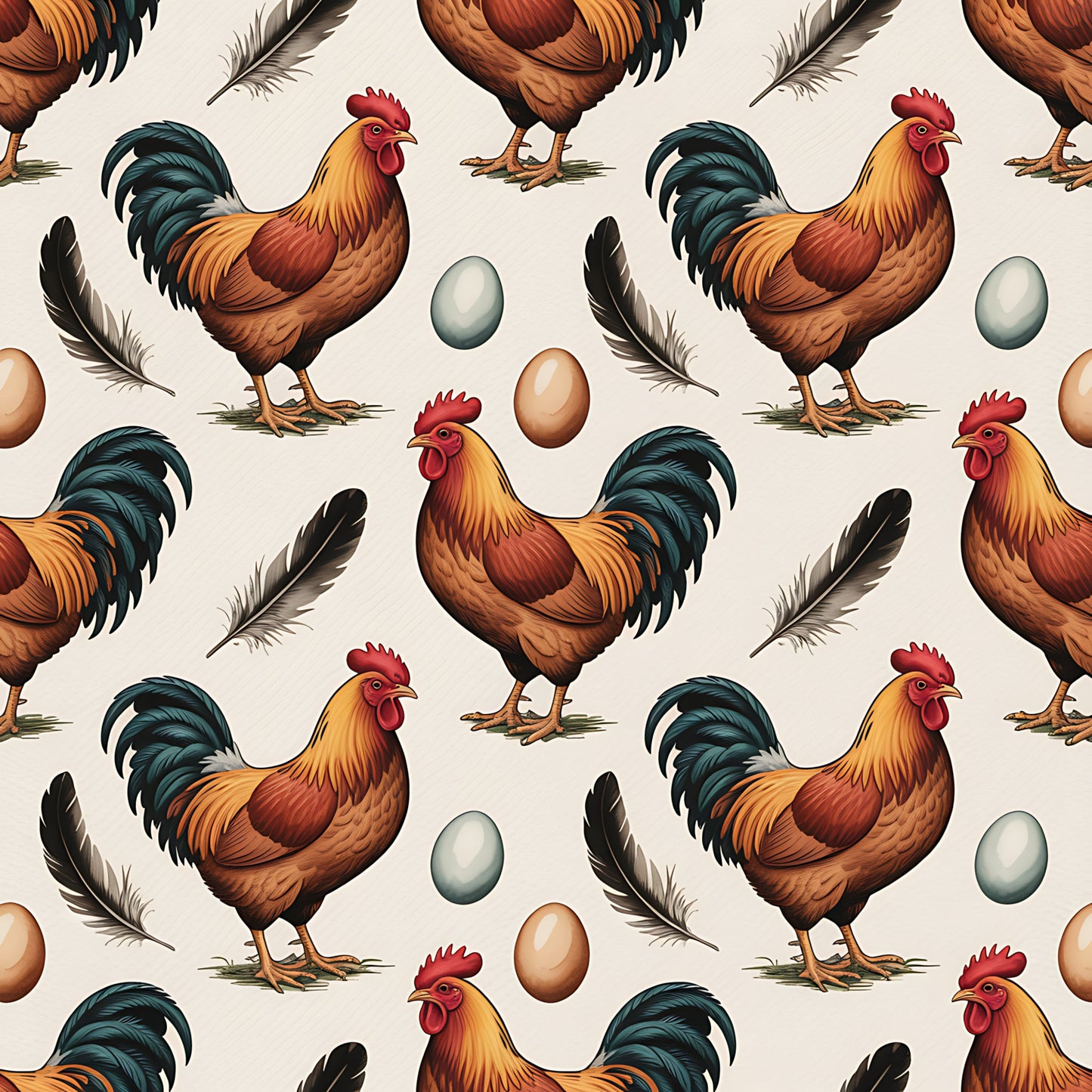 Chickens and Eggs Pattern 15 Quilting Cotton Fabric
