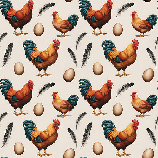 Chickens and Eggs Pattern 16 Quilting Cotton Fabric
