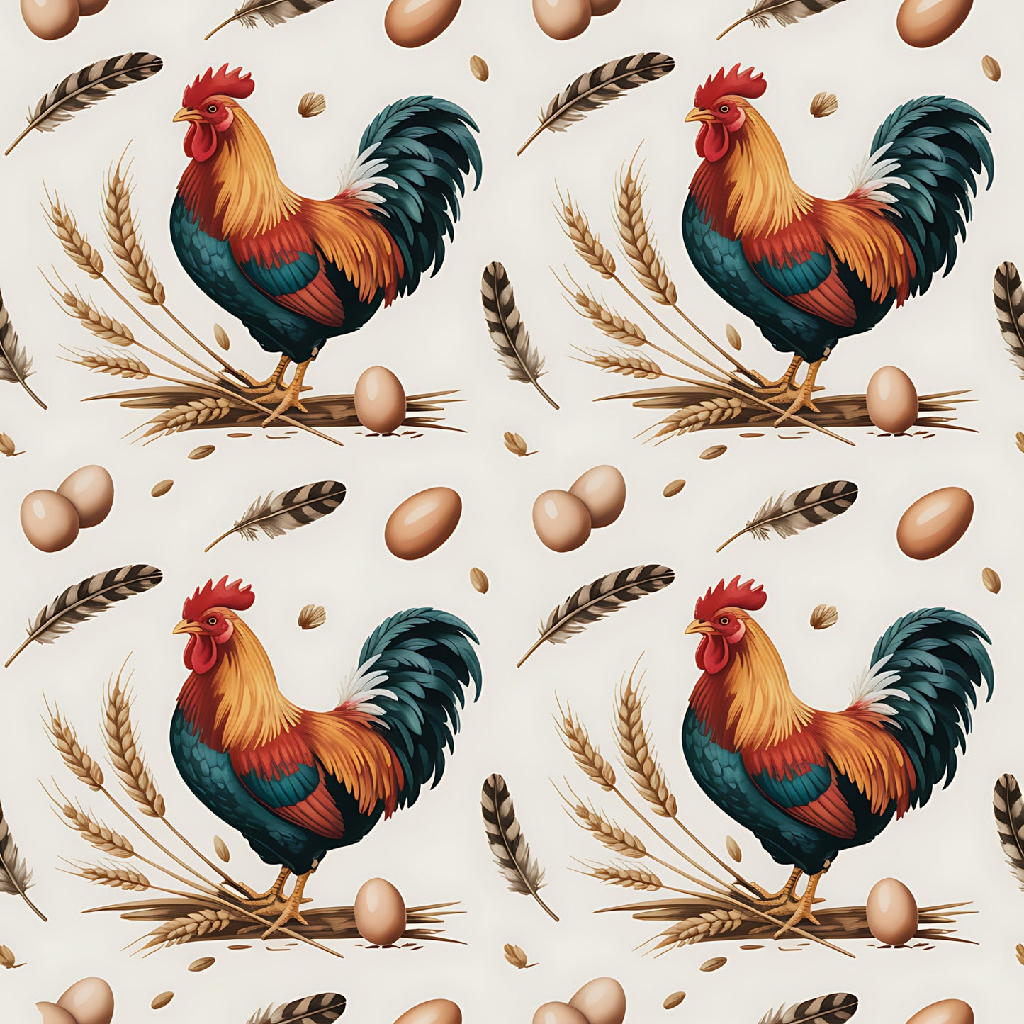 Chickens and Eggs Pattern 21 Quilting Cotton Fabric